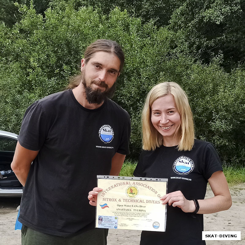 Романов Артем, Тюрина Анастасия, первый сертификат "Open Water Nitrox Diver"
