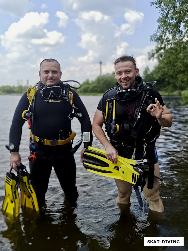 Лукавый Дмитрий, Мажугин Евгений, первый дайв без инструктора, с опытным ныряльщиком в паре