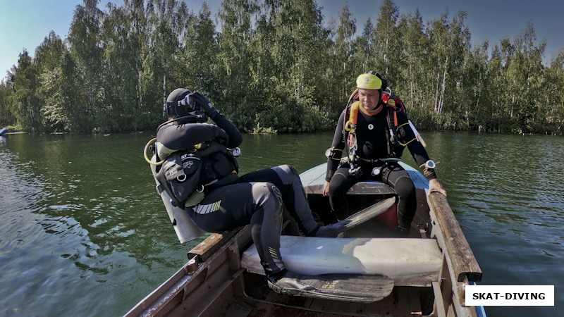 Чернякова Надежда, Ершов Дмитрий, первый вход в воду с лодки для обоих участников