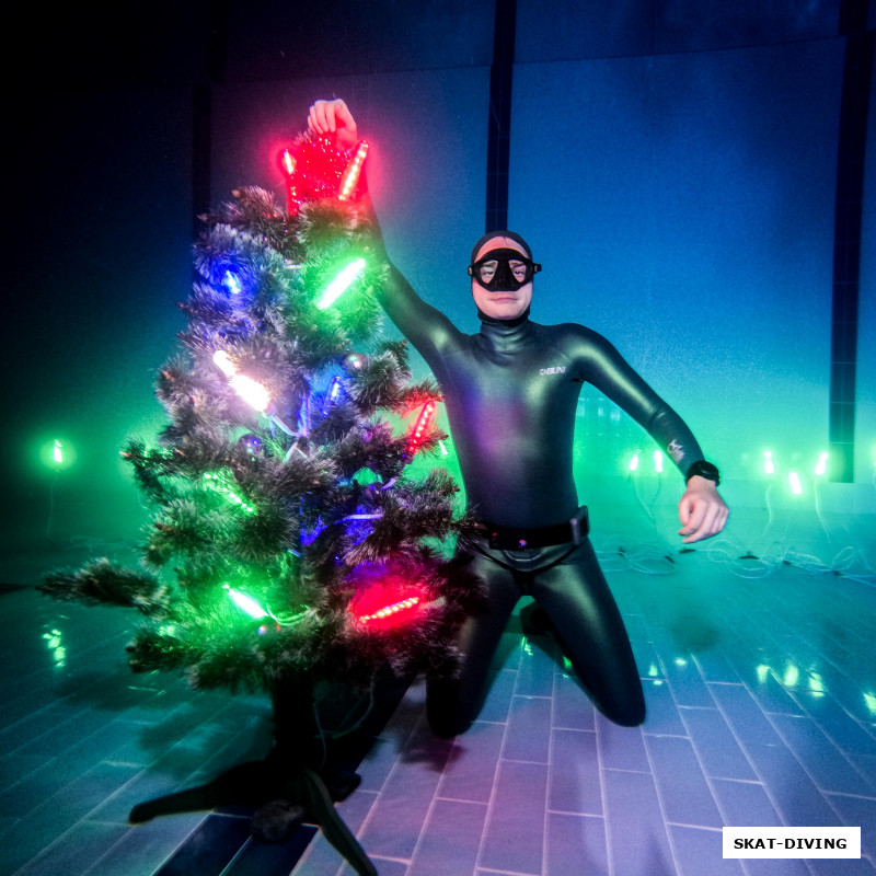 Палехин Владислав, в следующем году повесим гирлянду на него, будет оригинальная, периодически всплывающая наверх подышать, ёлка!