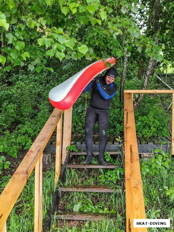 Лысов Дмитрий, по плану должен был сдавать открытую воду в воскресенье, своим надеванием гидрокостюма в субботу напряг инструкторов, но оказалось, он просто хочет покататься на сапборде