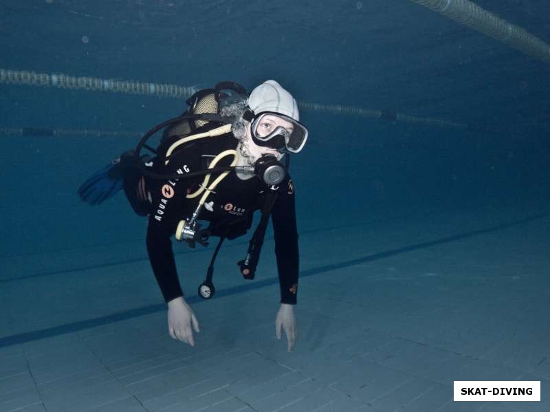 Чижикова Ольга, первый подводный полет