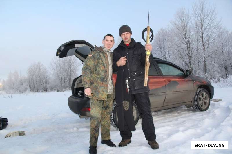 Николаенков Сергей, Тимошенко Юрий, на тестовом испытании арбалета из тика