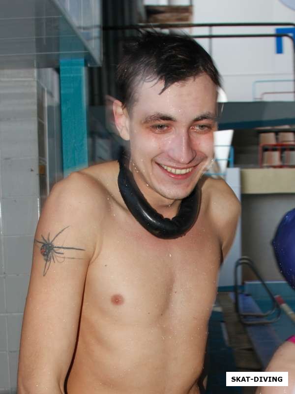 Сухомлинов Дмитрий, доволен, хотя проплыл всего 40 метров без ласт