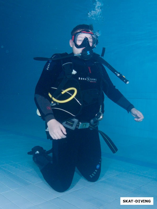 Столбов Андрей, под водой на мелкой части