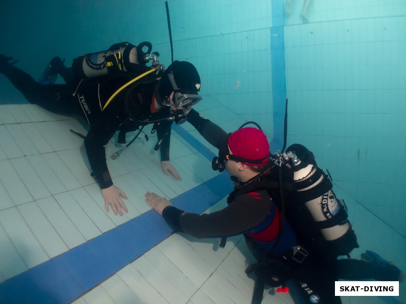 Растворов Антон, Быченков Дмитрий, начинающий аквалангист быстро освоился под водой и изъявил твердое желание спуститься на глубину 4.5 метра