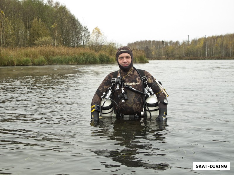 Азаркин Юрий, возможно его первое фото с «сайдмаунтом» в открытой воде