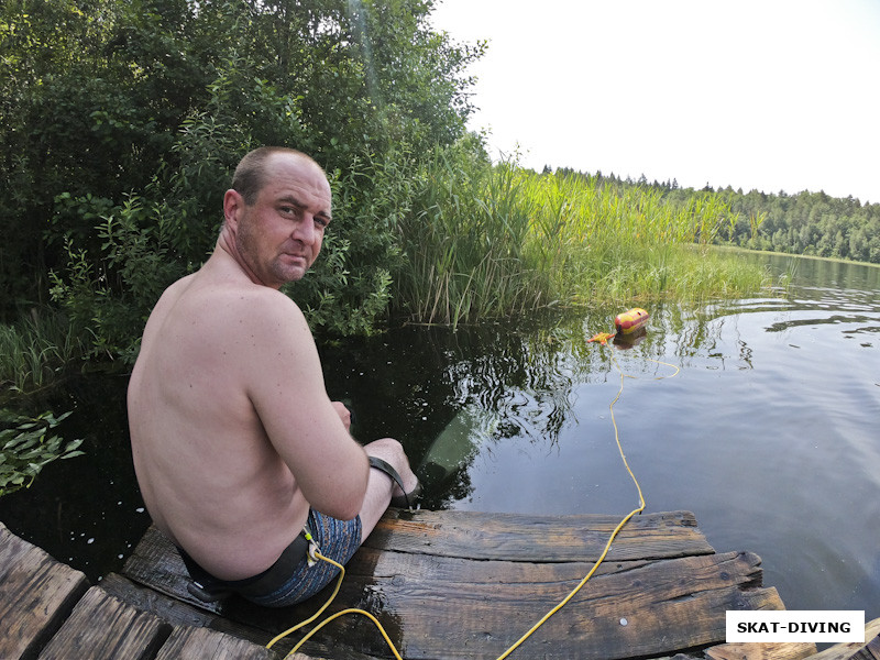 Забалуев Сергей, когда отучился на подводного охотника, наконец добрался с нами и до открытой воды