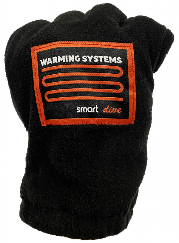 На лицевой стороне перчатки вышит логотип «WARMING SYSTEM» (система подогрева) «SMART DIVE»