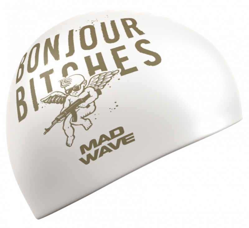 Силиконовая шапочка с надписью, которую понимают даже те, кто «учил в школе немецкий». Интересный вариант для соревнований.