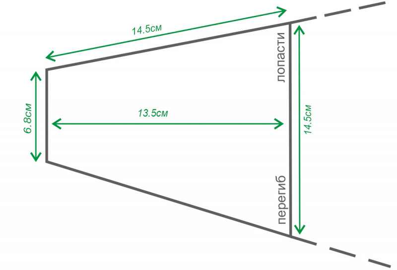 Мы прилагаем к фото ряду схему с размерами основания лопасти, она поможет вам с выбором и ответит на вопрос о совместимости с вашими калошами.