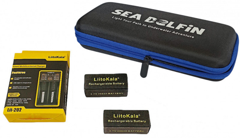 Продается готовый к эксплуатации комплект от производителя - фонарь в фирменной упаковке, зарядное «LII-202» и два аккумулятора «26650» (5000mAh 3.7V).