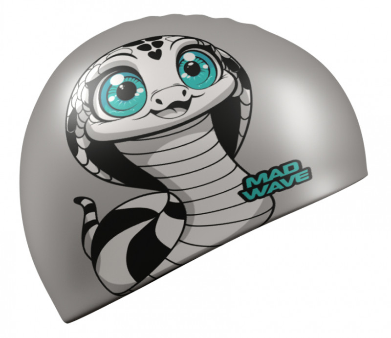 Счастливая змейка на серебристой шапочке желает вам хороших тренировок.