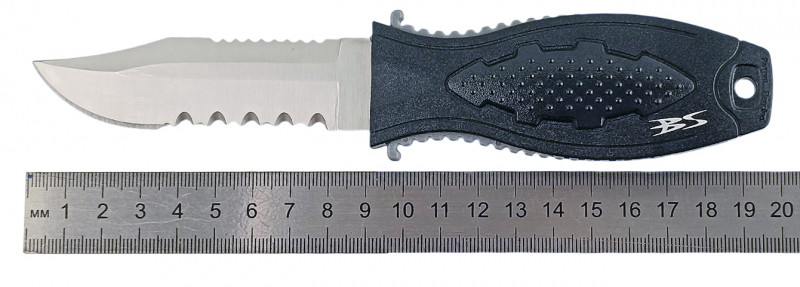 Длина режущей части (лезвия) - около 8см, общая длина - примерно 20см.