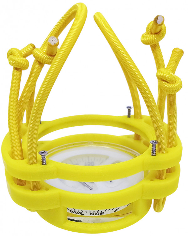 Держатель имеет съемную крышку снизу, прибор устанавливается внутрь и надежно зажимается этой крышкой, притянутой нержавеющими болтами (входят в комплект).