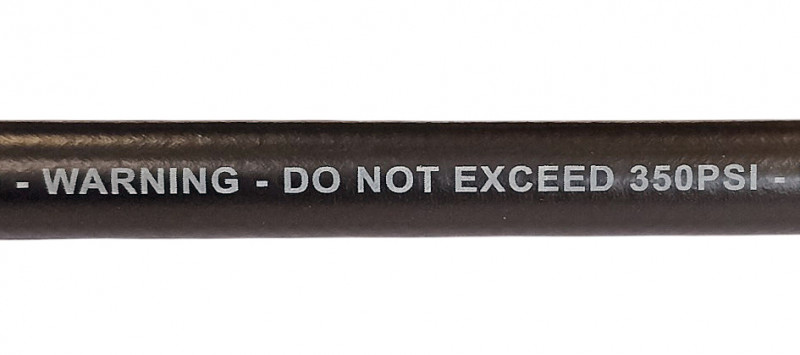 Предупреждение на шланге: не превышайте давление в 350 PSI (24 BAR), что не возможно при исправно работающей второй ступени регулятора.