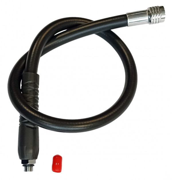 Качественный профессиональный резиновый шланг для подключения второй ступени регулятора к первой. Несмотря на заявленные 75см, длина после вкрутки в первую ступень - около 74.5см.