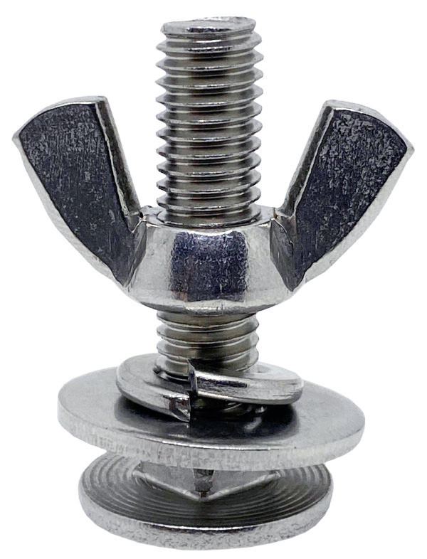 Профессиональный нержавеющий болт с гайкой-барашком для сборки дайверского компенсатора плавучести.