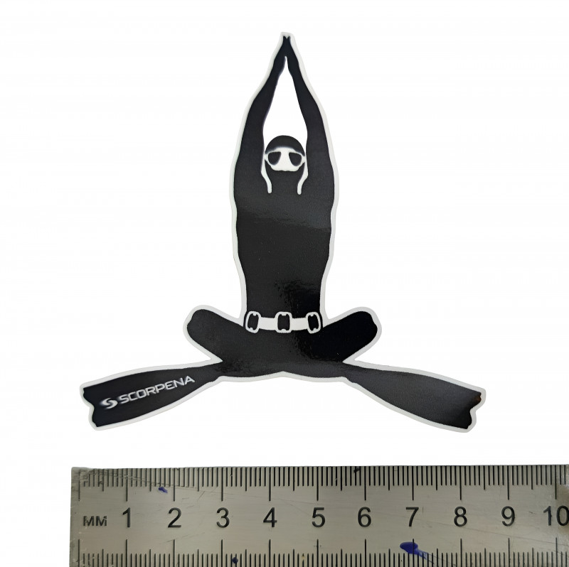 Длина наклейки «Фридайвер» - около 9см.