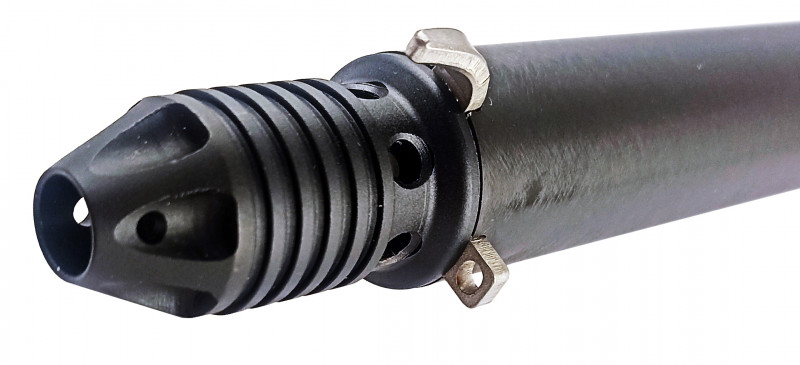 В основании надульника удобно расположен съемный рог намотки линя и металлическая петля для привязки. Отверстия для выхода воды по кругу для лучшей резкости боя.