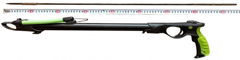 Длина ружья - 75см, гарпуна - 85см.
