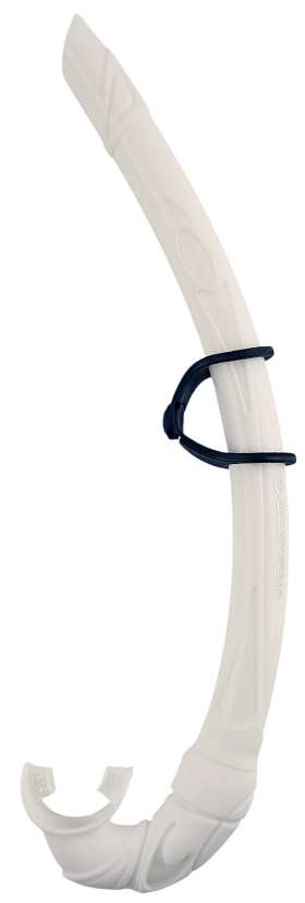 Белое эстетическое наслаждение от российского бренда SCORPENA - трубка «APNEA F2» для фридайвинга и сноркелинга, хотя есть и свои клиенты среди подводных охотников.