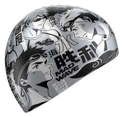 Серебристая шапочка со стилистикой аниме поможет поклонникам этого жанра найти единомышленников в бассейне.