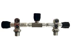 Комплект вентилей с манифолдом для дайвинга позволяет соединять два баллона в спарку, что удобно для технического дайвинга или длительных погружений.